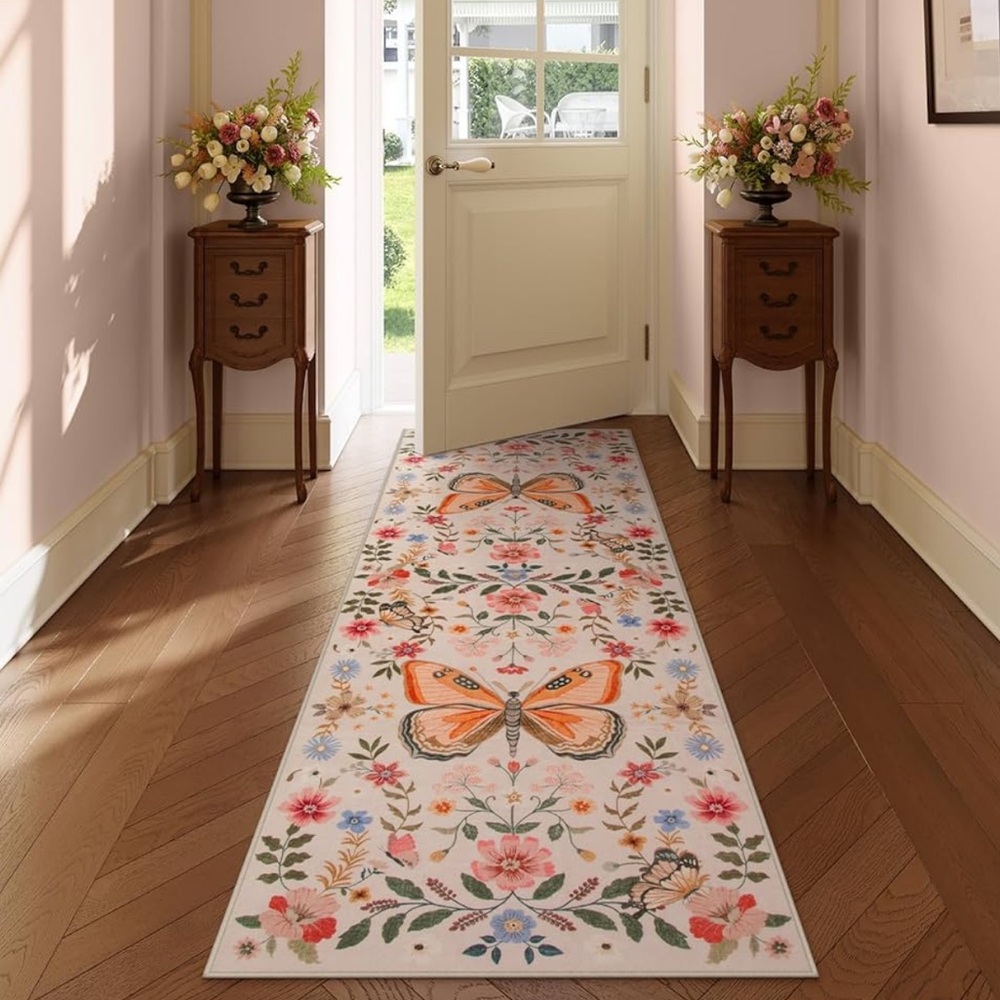 🆕 Butterfly Floral Runner Machine Washable
Moody Boho Luxe Rug  2’ x 6’